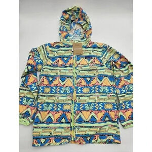 Patagonia Kid's M Baggies Jacket High Hopes Geo/Salamander Green NWT